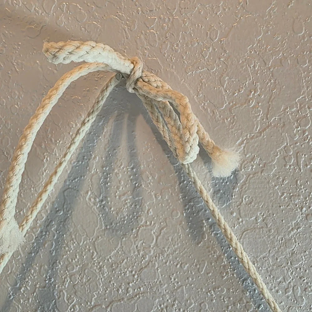 Boho Macrame Wall‎ Hanging Tapestry Natural Cotton Rope Wood Dowel Boho Chic